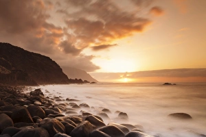 El Hierro Prints: Coast near Los Llanillos at sunset, El Golfo Valley, UNESCO biosphere reserve, El Hierro