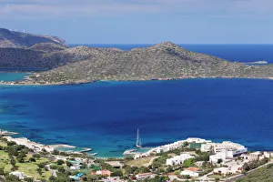 Crete Prints: Coast and resort of Elounda, Spinalonga Island
