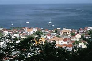 Martinique Prints: Coast and town of Saint Pierre
