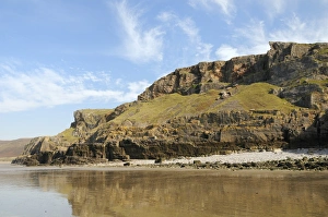 Headlands Prints: Coastal cliffs at Rhossili, viewed from below at low tide