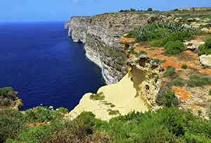 Amazing Prints: Coastal clifftop landscape view westwards at Ta Cenc cliffs