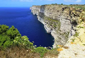 Amazing Prints: Coastal clifftop landscape view westwards at Ta Cenc cliffs