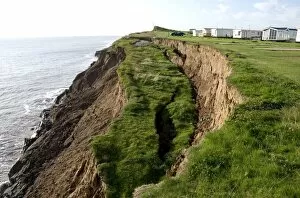 Images Dated 25th August 2009: Coastal erosion with active landslips in glacial till, Aldbrough, Holderness coast