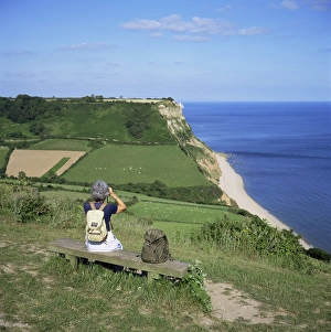 Foot Path Prints: Coastal path, Salcombe Mouth, near Sidmouth, South Devon, England, United Kingdom, Europe
