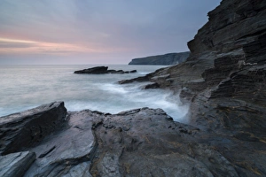 Waves Prints: A coastal scene from Trebarwith Strand, Cornwall, England, United Kingdom, Europe