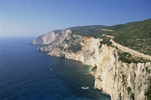 Coastline with cliffs and sea on Kefalonia