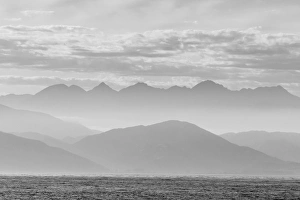 Black And White Prints: The coastline of Kaikoura in black and white, South Island, New Zealand, Pacific