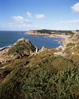 Jersey Prints: Coastline near Corbiere Point, Jersey, Channel Islands, United Kingdom, Europe