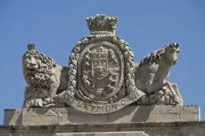 Coat of arms on the Grand Masters Palace, Valletta, Malta, Europe