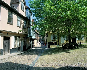 Local Famous Place Prints: The cobbled medieval square of Elm Hill, Norwich, Norfolk, England, United Kingdom