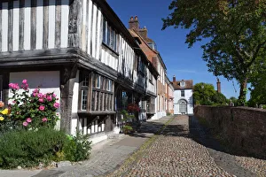 Cobbled Prints: Cobbled street and old houses on Church Square, Rye, East Sussex, England
