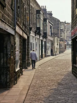 Cobbled side street in Otley, Yorkshire, England, United Kingdom, Europe