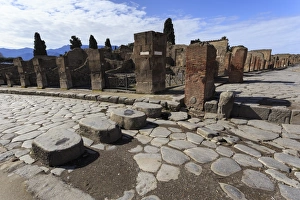 Pompeii Prints: Cobbled street stepping stones, Roman ruins of Pompeii, UNESCO World Heritage Site