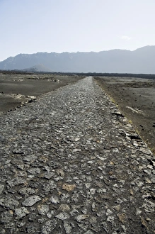 Fogo Prints: Cobblestone road in the volcanic caldera, Fogo (Fire), Cape Verde Islands, Africa