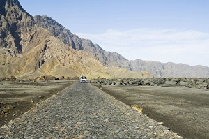 Cobblestone road in the volcanic caldera, Fogo (Fire), Cape Verde Islands, Africa