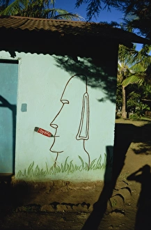 Advert Prints: Coca cola mural, Easter Island, Chile, South America