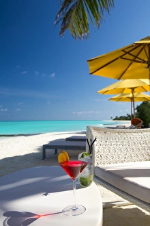 Refreshment Prints: Cocktails on tropical beach, Maldives, Indian Ocean, Asia