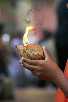 Coconut in Hindu ceremony, Kuala Lumpur, Malaysia, Southeast Asia