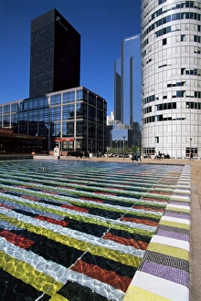 La Defense Prints: Coeur Defense and coloured pool, La Defense, Paris, France, Europe