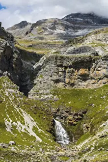 Aragon Prints: Cola de Caballo waterfall below Monte Perdido at the head of the Ordesa Valley, Ordesa