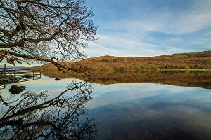 : Cold, clear and calm day with view of Coniston Water, Lake District National Park