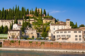 Verona Prints: Colle San Pietro, River Adige, Verona, UNESCO World Heritage Site, Veneto, Italy, Europe