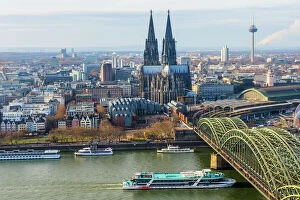 19th Century Gallery: Cologne Cathedral and Hohenzollern Bridge, Cologne (Koln), North Rhine Westphalia, Germany, Europe