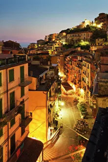 Liguria Prints: Via Colombo at dusk, Riomaggiore