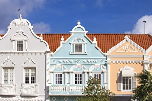 Colonialism Prints: Colonial Dutch architechure near Main Street, Oranjestad, Aruba, Netherlands Antilles