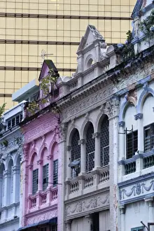 Contrasts Prints: Colonial era architecture with glass office building behind