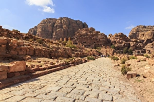 Cobbled Prints: Colonnaded Street, City of Petra ruins, Petra, UNESCO World Heritage Site, Jordan