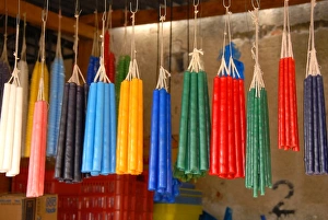 Images Dated 20th November 2007: Colored candles, Antigua, Guatemala, Central America