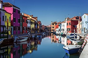 Calmness Prints: Colored houses on the island of Burano, Venice, UNESCO World Heritage Site, Veneto