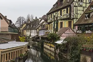 Petite Venise Prints: Colored houses reflected in river Lauch at Christmas time, Petite Venise, Colmar