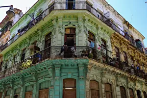 Apartment Building Prints: Colorful architecture, Havana, Cuba, West Indies, Central America
