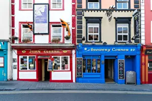 Leinster Prints: Colorful building fronts of traditional beer pubs in Kilkenny, County Kilkenny, Leinster
