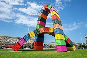 Attractions Prints: Colorful Catena Containers structure in Le Havre showcases modern art