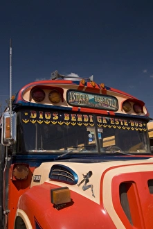 The colorful chicken bus of Guatemala, Antigua, Guatemala, Central America