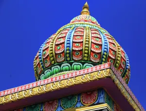 Sights Prints: Colorful dome of Draupadee Ammen Kovil Hindu Temple represents cultural heritage in Goodlands