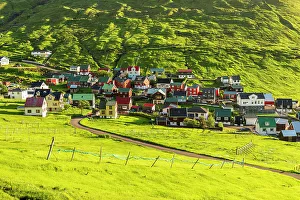 House Exterior Prints: The colorful houses of the fishing village of Funningur at sunrise