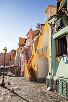 Promenades Prints: Colorful houses on Procida Island, Phlegraean Islands, Bay of Naples, Campania, Italy