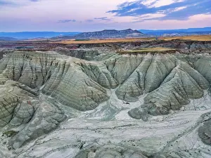 Viewing Prints: Colorful mountains at sunset captured from a drone view in Turkey showcasing natural formations and landscapes