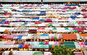 Bustling Prints: Colorful Night Train Market Ratchada, Bangkok, Thailand