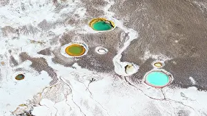 Wonders Prints: Colorful salt lagoons, Ojos del Campo, Salar de Antofalla, Puna, Catamarca, Argentina