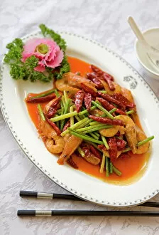 Images Dated 2nd February 2006: Colorful and spicy Sichuan cuisine dishes use both red and green chili peppers