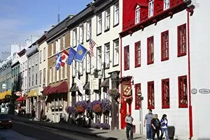 A colorful street in Quebec City, Quebec, Canada, North America