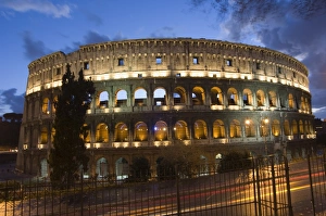 Colosseum Prints: The Colosseum at night with traffic trails