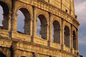 Detail of the Colosseum at sunset