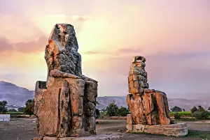 Iconic Sites Prints: Colossi of Memnon, massive stone statues of Pharaoh Amenhotep III in the Theban Necropolis