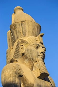 Ancient Egypt Prints: Colossi of Ramesses II in The First Court, Luxor Temple, UNESCO World Heritage Site